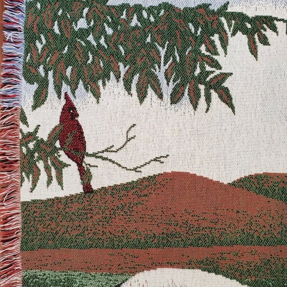 Vintage 90s Farm Horse Barn Fringe Tapestry Blanket 65 X 44 Mare Colt - Picture 4 of 8